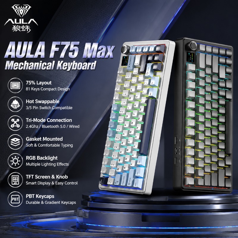 Gaming Keyboard Mechanical - AULA F75 Max Mechanical Keyboard 75%