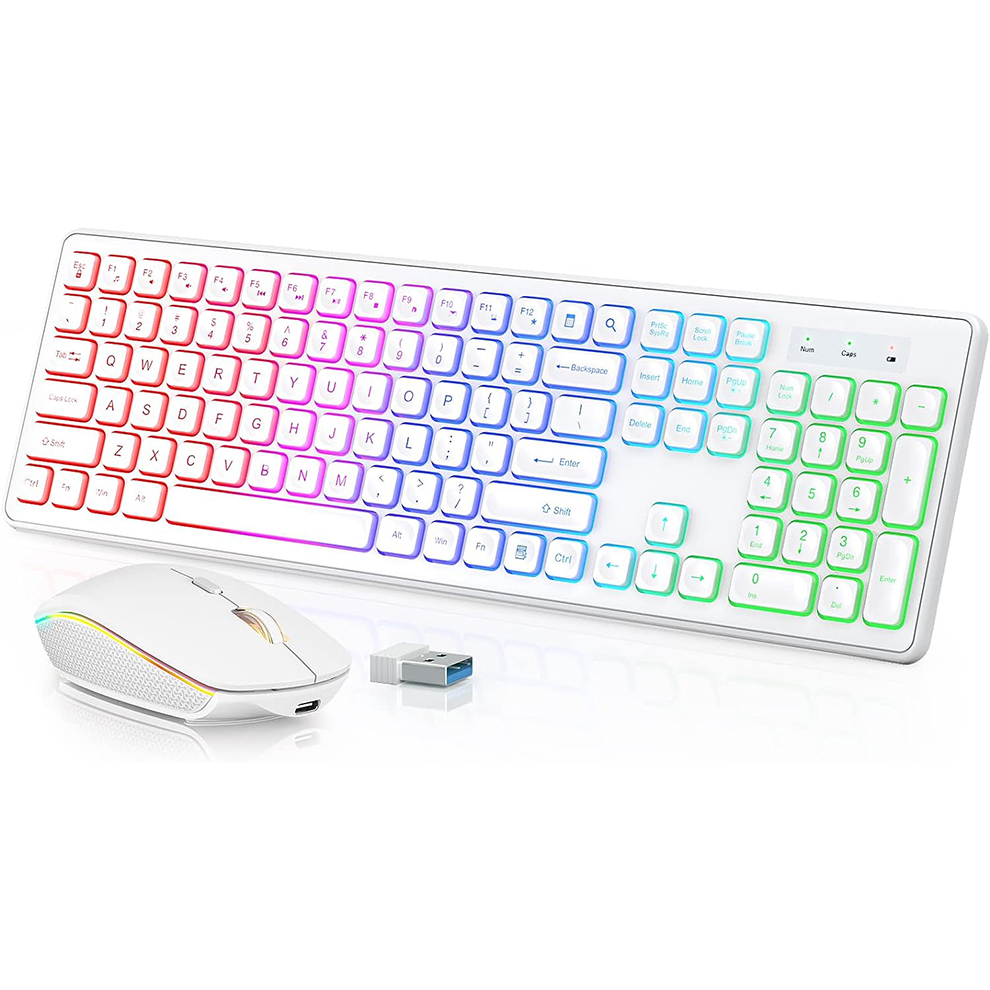 Gaming Keyboard And Mouse Wireless - Backlit Wireless Keyboard and Mouse,Quiet Light