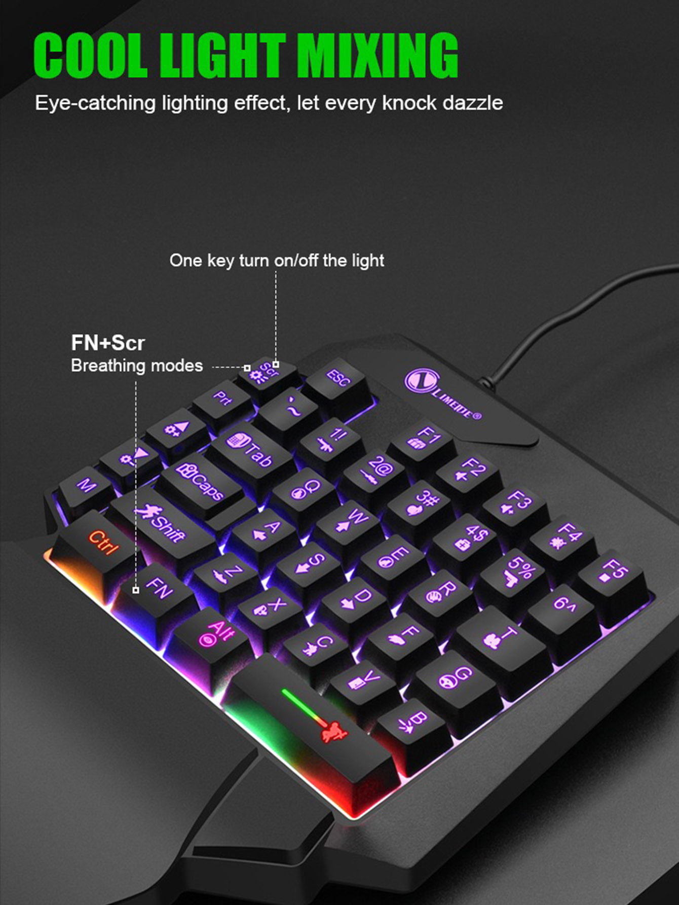 Mechanical One-Handed Light Ga - Gaming Keyboard And Mouse For Xbox ulasan dan harga