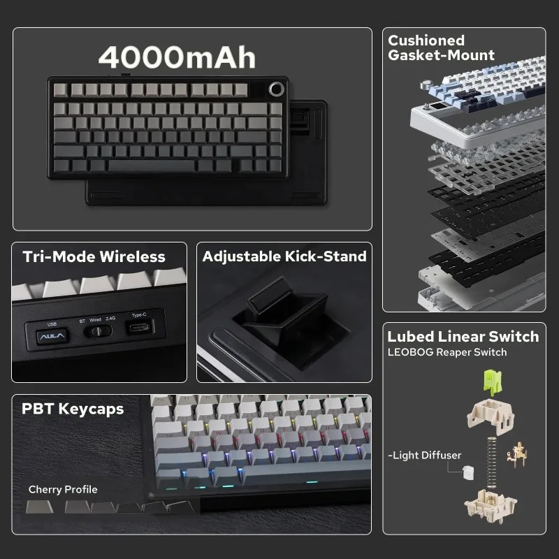 AULA F75 Max Mechanical Keyboa - Gaming Keyboard Mechanical ulasan dan harga